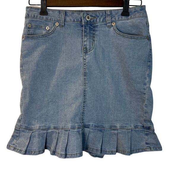 Angels Juniors Y2K Denim Pleated Skirt Size 7 - Picture 1 of 7